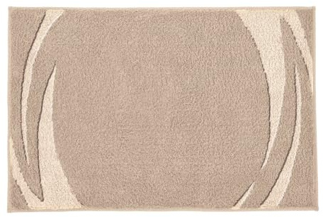 Kleine Wolke Badteppich MYSTIC Taupe 70 x 120 cm | OEKO-TEX zertifiziert, rutschhemmende Unterseite, für Fußbodenheizung, maschinenwaschbar, 100% Polyacryl
