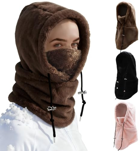 panemy Polarfleece Sturmhaube, Winter Thermo Skimaske, Plüsch Balaclava – Winddicht Gesichtshaube, Kapuzenschal für Herren & Damen