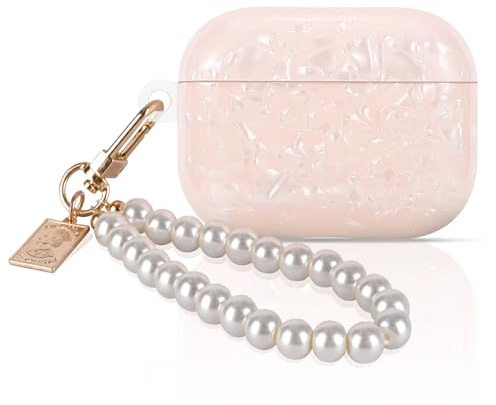 DiyGody Funda protectora brillante compatible con AirPods Pro 3, bolsa brillante con llavero de perla para mujer, resistente a los golpes, ultrafina, TPU, antideslizante, resistente a los arañazos