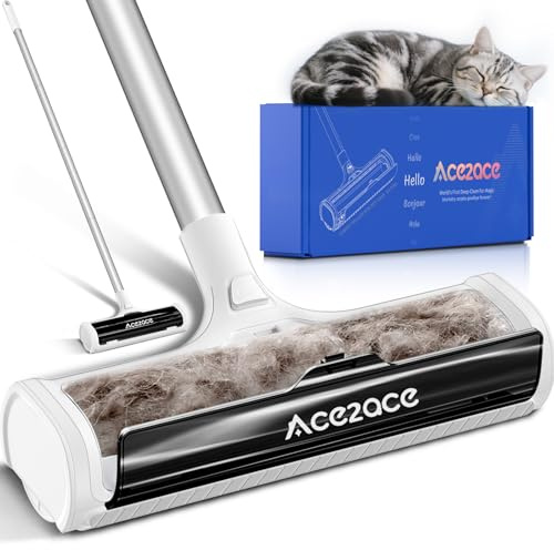 ACE2ACE Carpet Rake for Pet Hair Remover Tool,1.5 Feet Lint Rollers | Reusable Cat Dog Hair Remover Carpet Scraper for Clothes Rugs, Mats
