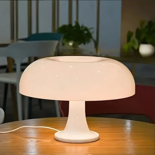 OOWOKS Pilz Tischlampe Weiß mit 4 Glühbirne LED Mushroom Lampe mit Kabel | 3000K/4000K/6000K, Nachttischlampe, Nachtlicht Deko, Moderne Schreibtischlampe für Wohnzimmer Schlafzimmer
