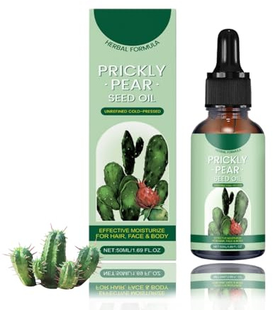 Kaktusfeigenkernöl Bio Kaltgepresst - Natürliches Kaktusfeigenöl & Prickly Pear Seed Oil für Gesicht, Haare & Nägel, Reichhaltige Anti-Aging Nachtpflege für reife Haut & Feuchtigkeit (1PC)