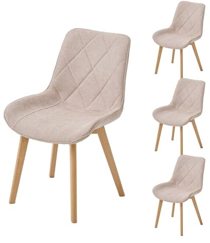 PPkrimnel Esszimmerstühle, Khaki, 4 Stück | 150kg Traglast, Verstärkter Massivholzrahmen, Rauten‑Steppung, Hautfreundlicher Chenille‑Stoff, Schnelle Montage