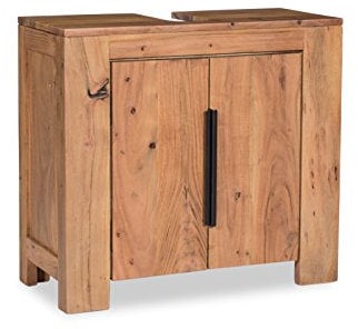 Woodkings Waschbeckenunterschrank Auckland I Badschrank 67x61x30 cm aus Echtholz Akazie I Waschtischunterschrank für Badezimmer I Bad Unterschrank mit Türen
