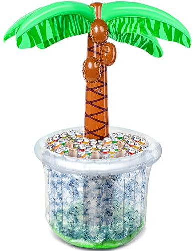 JOYIN 152cm aufblasbarer Palme Getränkekühler, Strand Themeparty Deko, Insel Aufblasbare Aufblasbarer Getränkehalter Poolbar Party Zubehör für Pool Party