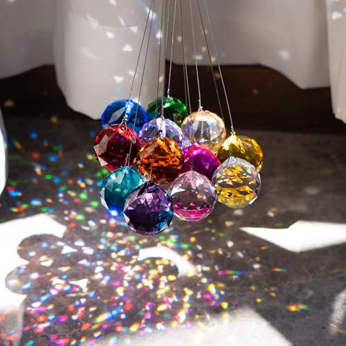 30mm coloré Boule de Cristal prismes Verre Suncatcher Lustre Bricolage Ornement pièces décorations, Lot de 12