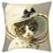 GH Gobelin Kissen Katze mit Perlenkette