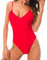 heekpek Donne Sexy Imbottito Costumi da Bagno Bikini Set Monokini Costume da Bagno Costume Intero delle Donne da Bagno Push-up Swimwear, Rosso, M
