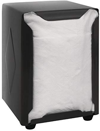 Olympia Stainless Steel Napkin Dispenser, Black | Withstands constant use in busy bars, fits white lunch napkins (CB392) and has a nostalgic 50s design.