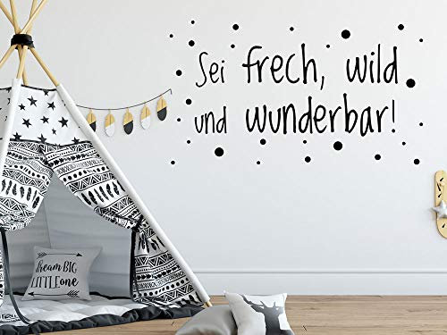 GRAZDesign Wandtattoo Sei Frech Wild und Wunderbar, Sprüche Kinderzimmer, Jugendzimmer, Motivation Wand, für Jungen Mädchen, 100x57cm, 010 weiss