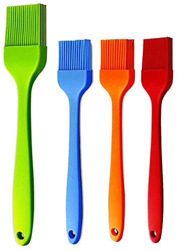 Grill Basting Brush Silicone Pastry Baking Brush BBQ Sauce Marinade Meat Glazing Oil Brush Heat Resistant, Kitchen Cooking Baste Pastries Cakes Desserts, Dishwasher Safe 4Pack