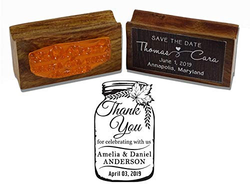 Printtoo Custom Mason Jar Wedding Thank You Wood Mounted Envelope Rubber Stamp