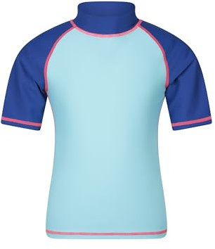 Mountain Warehouse Short Sleeves Kids Rash Vest - UPF50+ Sun Protection Rash Guard, Fast Dry, Flat Seams Childrens Top - for Spring Summer, Swimming Mint - Unicorn (Plain) Kids Size 9-10 Years