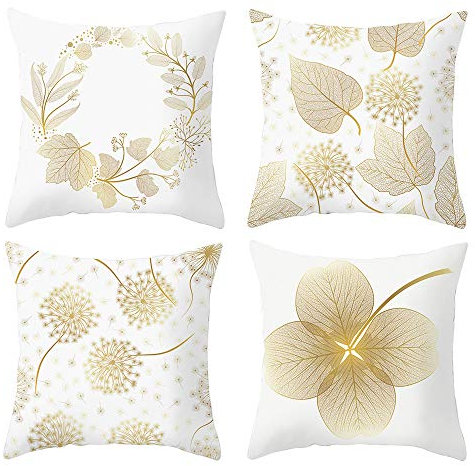 ARNTY Kissenbezüge 45x45cm,Moderne Kissenbezug Dekorativ Kissenhülle Polsterbezug Bezüge Guter Polsterbezug für Sofa Schlafzimmer Büro (Goldene Blätter01, Velvet)