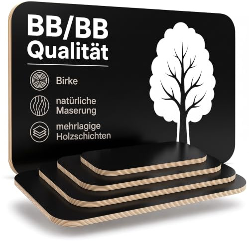 AUPROTEC 130x50 cm Multiplex Platte | schwarz | Eckenradius 100mm | 18mm | Holzplatte, abgerundeten Ecken, mehrlagig querverleimt, astarme Oberfläche, Birke BB Qualität, für Handwerk, industrie & DIY