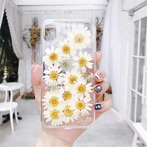 Tybiky iPhone SE 2020 Case iPhone 7/8 Mobile Phone Case Real Flower Clear TPU Soft Protective Case Shock Absorbent Real Compressed Dried Flowers Mobile Phone Case Cover for iPhone SE 2020/7/8