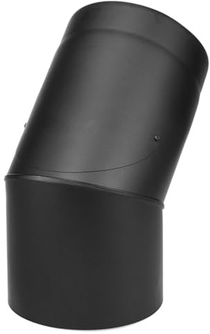 raik SH30011492-sw Rauchrohrbogen/Ofenrohr Coltherm doppelwandig mit Isolierung, Durchmesser 150 mm, 45°, Schwarz, mit Reinigungsöffnung