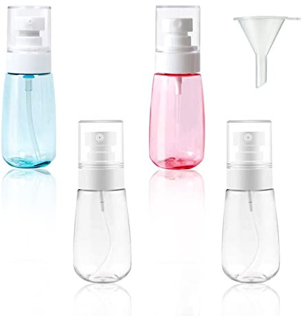 VIKSAUN 4 Piezas Bote Spray 60ml, Botellas Spray Pulverizador Plastico, Transparentes Contenedor de Pulverizador, Atomizador de Viaje Pequeño, Perfume Botellas para Maquillaje agua Alcohol (4 Piezas)