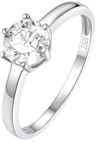 FindChic Verlobungsring Damen, Solitär 925 Sterling Silber Zirkonia Ringe mit Geschenkbox 65