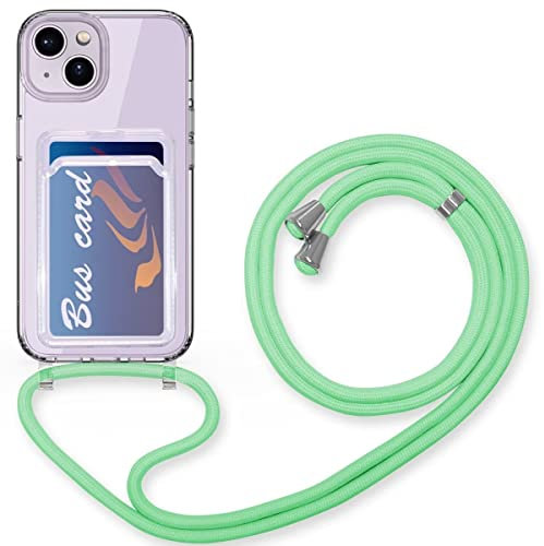 FMPCUON Silicone Mobile Phone Chain for iPhone 6/7/8 Plus, Case with Strap, Mobile Phone Case for Hanging, Transparent Protective Case with Neck Strap, Removable Necklace Case with Card Slot, Light