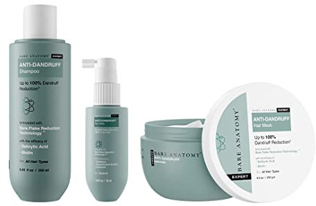 Bare Anatomy Anti Dandruff Shampoo and Hair Mask and Toner Kit | Reduces Dandruff Upto 100% | Paraben & Sulphate Free | Women & Men | (8.4 Oz + 8.4 Oz + 1.6 Oz)