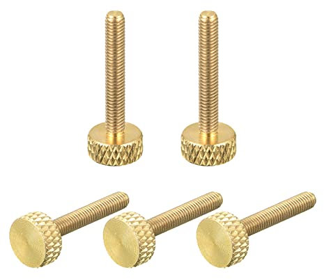 sourcing map 5Pcs Laiton Bouton Moleté Vis, M3x20mm Plat Poignée Boulon Boutons Attaches pour Électronique, Mécanique