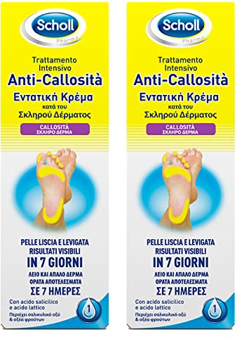 Scholl Intensive Behandlung gegen Hornhaut und Füße, Tube zur Entfernung mit Salicylsäure und Milchsäure für eine glatte und glatte Haut – 2 Flaschen à 75 ml