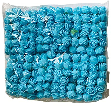 144 pcs Artificial Flowers Foam Roses Light-Blue Wedding Flowers Fake Flowers DIY Bridal Bouquets Birthday Wedding Party Flower Arrangement Centre Pieces Decoration