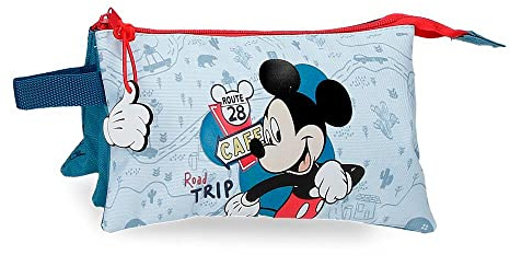 Disney Micky Road Trip Dreifach Federmäppchen Blau 22x12x5 cm Polyester