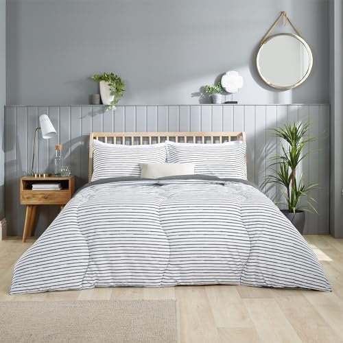 Slumberdown Coverless Duvet King Size 10.5 Tog - All-Year Round Breathable 2-in-1 Reversible Printed King Quilt | UK-Made, Pillowcases Included, Non-Allergenic & Washable, Grey