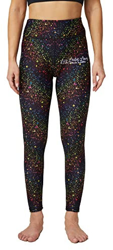 UIUO-UIPEU Bedruckte Yogahose für Damen, mit Taschen, 7/8-Workout-Leggings für Damen, Bauchkontrolle, Kompressionsleggings, Gold Dust 1-3, M