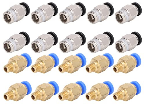 20pcs Imprimante 3d Pneumatique Raccord Pneumatique pour Imprimante 3d, Raccord d'extrémité Chaude PC4-M6 PC4-10 Accessoires D'imprimante 3d pour Ender 3