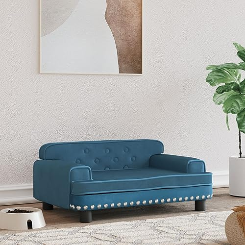 puraday Hundebett Blau 70x45x30 cm Samt Hundesofa Hundebetten Katzenbett Bequeme Haustierbett Katzensofa Stilvolles Design Kann Im Wohnzimmer Oder Schlafzimmer Platziert Werden