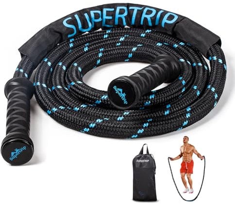 Supertrip Weighted Skipping Ropes for Fitness Men Women 360 Rotating Handles, 3.1LBS Polyester Heavy Skipping Rope for Exercise Workout Equipment (3.1, Pounds)
