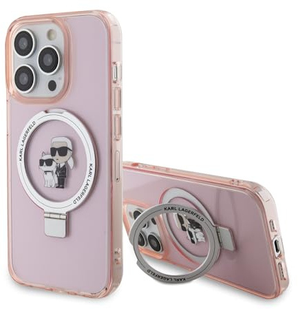 CG MOBILE Karl Lagerfeld Magfit Ringstand Hülle für iPhone 15 Pro Max (Pink)