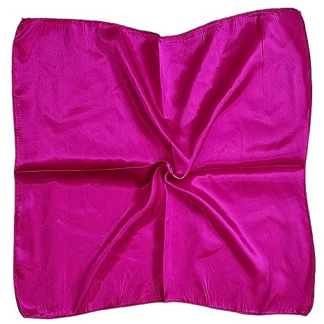 Kiran Fashion Seidenschal aus Satin, klein, einfarbig, Halstuch, Stirnband, Wickeltuch, quadratisch, glänzend, 50 cm x 50 cm, magenta, One size