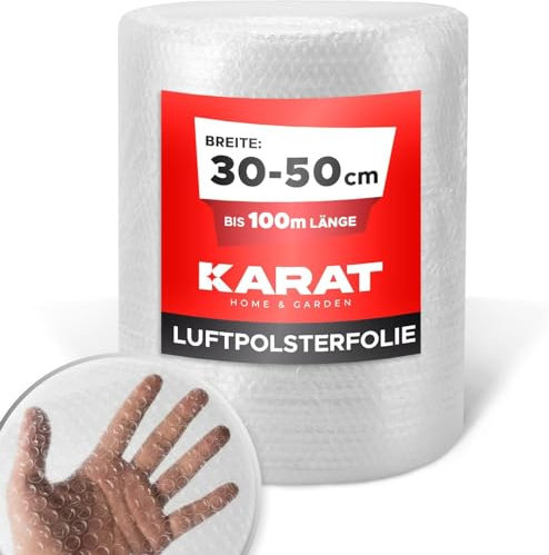 KARAT Film à bulles d'air Paul pour meubles, Rouleau de protection d'emballage pour déménagement et expédition, Couverture anti-Gel pour plantes, Résistant et Recyclable (10 m x 40 cm)