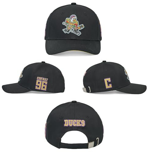 D-5 Mighty Ducks Verstellbare Snapback Mütze für Herren Damen #96 Conway #99 Banks Unisex Hip Hop Baseball Cap, Neu Schwarz #96, Einheitsgröße