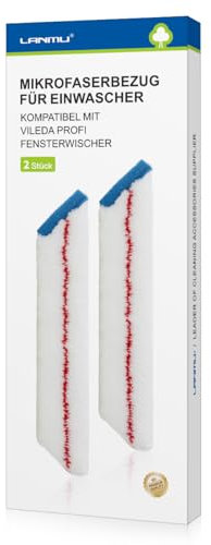 LANMU Pack of 2 Replacement Microfibre Cover Compatible with Vileda Professional Window Wiper 2-in-1 (Not for Window Squeegee)