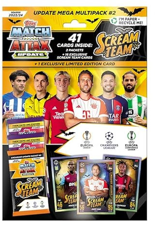 Topps Match Attax 23/24 - Update Mega Multipack #2-41 Match Attax Karten, darunter 16 Neue “Scream Team'' Karten und Einer exklusiven “Scream Team'' Harry Kane Limited Edition Karte!, FS0004353-PL