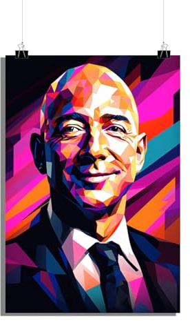 25 Artstreet Jeff Bezosposter | Amazon Gründerporträt | Jeff Bezos Kunst | E-Commerce-Visionär | Unternehmerlegende | Wanddekoration für die Tech-Industrie (50x70)