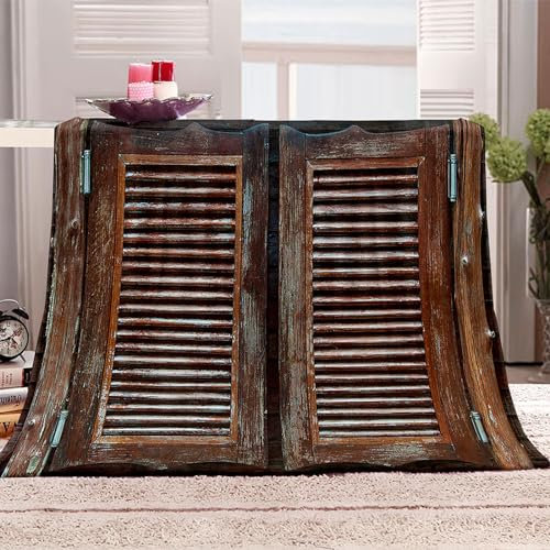 VACSAX Coperta Termica Singola 3D Porta Doppia D'Epoca Coperta Pelosa Morbida, Coperta Plaid Di Peluche Flanella Letto Singolo 130x150Cm Coperta Divanoin Termica In Microfibra Morbida Copriletto