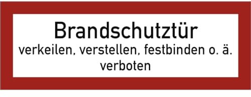 Dreifke® Schild Brandschutztür verkeilen...verboten, Alu, 297x105 mm
