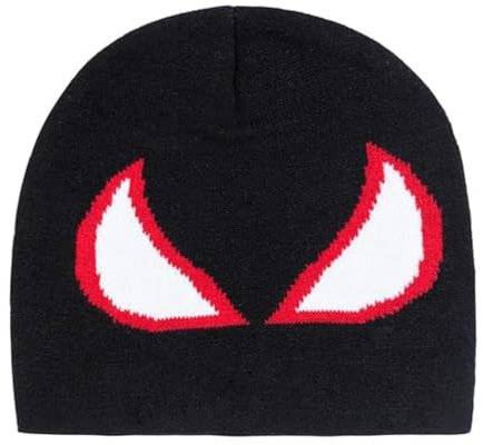 NTIERA Y2k Beanies Strickmütze aus Acryl, Motiv: Spider-Miles, Gwen, Peter, lässig, Streetwear, Outdoor-Mütze, für Damen, Herren, Kinder, Schwarz, M/L