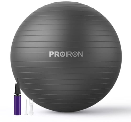 PROIRON Ballon Grossesse 55CM Swiss Ball Ballon Pilates Balles d'exercices Fitness Très épais, Ballon de Gym avec Pompe Rapide avec modèle d’Action, Anti-éclatement et Anti-dérapant Yoga Ball
