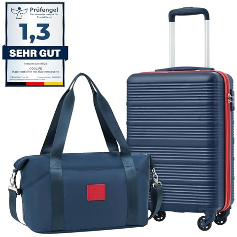 COOLIFE Handgepäck Koffer, Trolley Handgepäck 55x35x20 und Handgepäck Tasche 20L(40×25×20cm) für Ryanair Handgepäck mit 4 Spinner-Rädern, Teleskopgriff, TSA-Schloss, Leichter Handgepäck Set