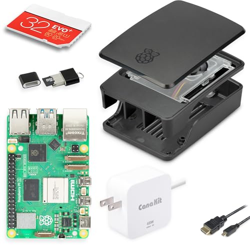 CanaKit Raspberry Pi 5 Essentials Starter Kit with Official Black Case (8GB RAM)