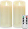 Biyanuo Battery Operated LED Candles 3D Wick with10key Button Remote Control 24-Hour Timer Set of 2 Electric Flickering Pillar Real Wax，Wedding, Party, Christmas and Home Decoration