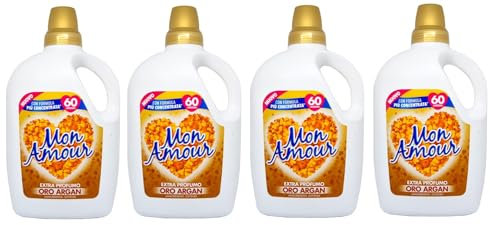 4 x Felce Azzurra Mon Amour Weichspüler Gold Argan - Unverwechselbarer Duft, weiche Kleidung - 60 Waschgänge - 3 l
