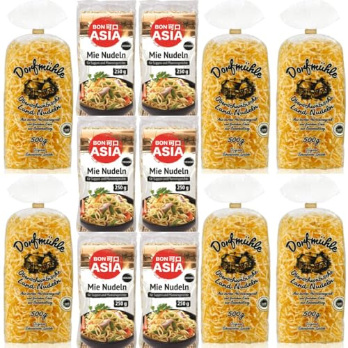Bonasia Mie Nudeln 250 Gramm x 6 Stück + Dorfmühle Schwäbische Spätzle pasta nudeln 500 gramm x 6 Stück